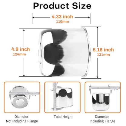 4Pcs 4.90 inch Trailer Wheel Center Caps Push Through Fit 4.88-4.9in Center Bore Truck Trailer RV SUV Wheels Rims, Steel Chrome Hub Covers - color: Chrome Silver, size: 4.9in Hub Hole, 4.33in Tall
