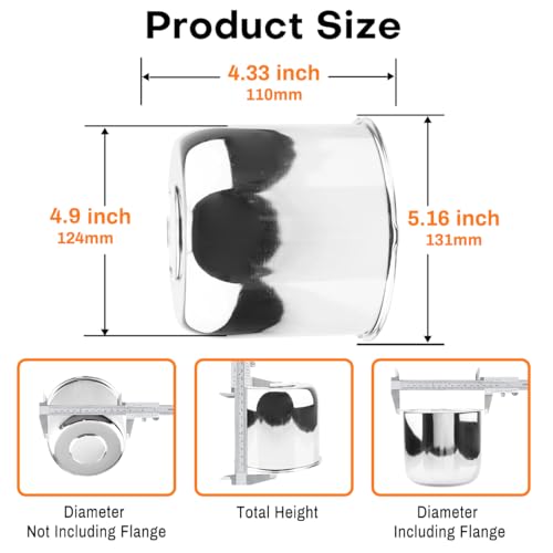 4Pcs 4.90 inch Trailer Wheel Center Caps Push Through Fit 4.88-4.9in Center Bore Truck Trailer RV SUV Wheels Rims, Steel Chrome Hub Covers - color: Chrome Silver, size: 4.9in Hub Hole, 4.33in Tall