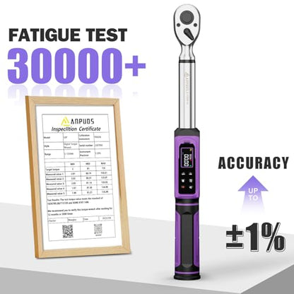 ANPUDS Digital Torque Wrench 3/8 Drive, 1.5-99.6 Ft-lb, ±1% Accuracy