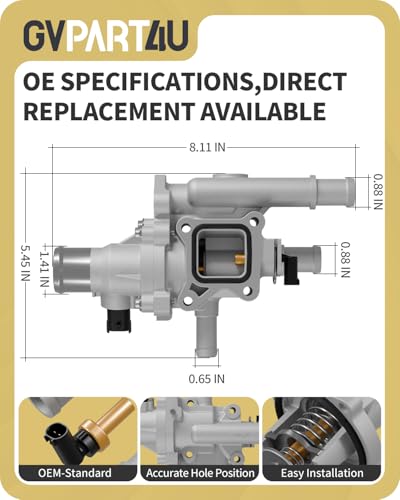 Thermostat Housing Assembly Fit for Chevy 2011-2020, OEM 25199824 - size: 1.6L & 1.8L