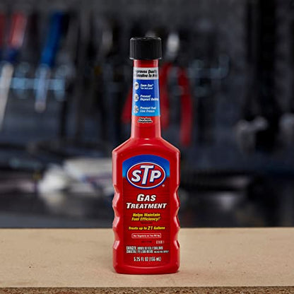 STP Gas Treatment Fuel Additive, 5.25 fl oz Bottles, 2 Pack, Fuel Cleaner That Fights Deposit Build-up, Prevents Fuel Line Freeze, and Saves Gas - style: Gas Treatment (2 Pack)