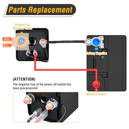 Nilight Remote Battery Disconnect Switch 12V 250A w/Black Negative Cable - color: 250A with Black Negative Wire