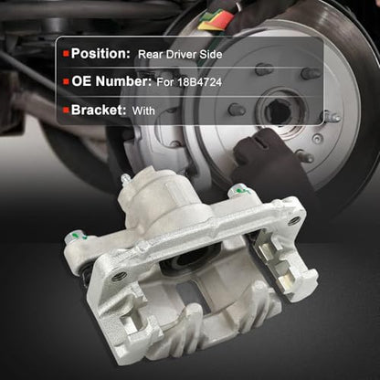 cciyu Rear Left Disc Brake Caliper Assembly w/Bracket 18B4724 - size: Rear Left[18B4724]