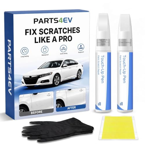 Pearl White Tricoat QAB for NISSAN Touch Up Paint Kit, Exact Match Touch Up Paint with 2K Clear Coat, Professional Scratch and Chip Repair - color: Pearl White Tricoat