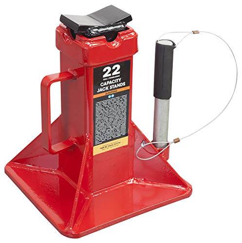 Big RED 22 Ton Car Jack Stands, Heavy Duty Pin Type Professional Car Jack Stand with Lock, Fit for Supporting Trucks, Trailers and Equipment, Red, 1 Pair