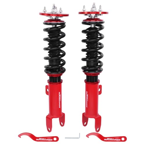 maXpeedingrods Front Coilovers for Dodge Challenger/Charger RWD 2011-2022, for Chrysler 300 RWD 2011-2022, 24 Levels Damper Adjustable Coilovers Suspension Kit, Height Adjustable Lowering Kit Red