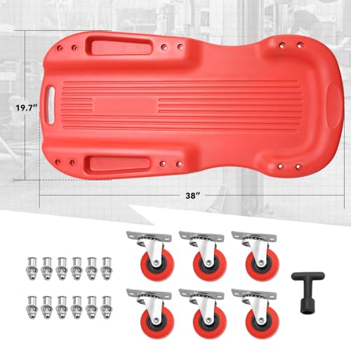 Auto Dynasty 38 in Low-Profile Under-Car Rolling Mechanic Creeper, Red - color: Red