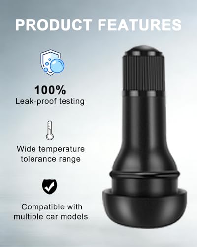 Riseuvo TR415 Tubeless Rubber Snap-in Tire Valve Stems, 100Pcs