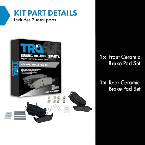 TRQ Front and Rear Brake Pads Ceramic - color: Ceramic, size: BFA12921