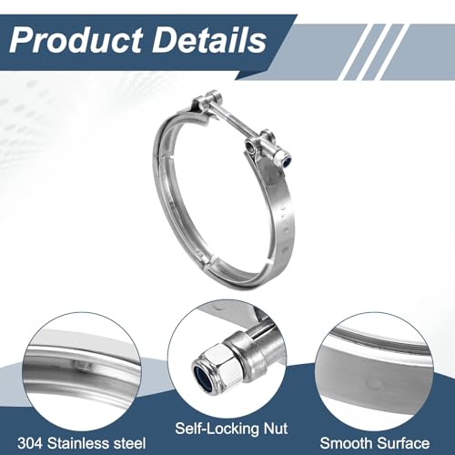 HARFINGTON 5.5" V Band Clamp Fits 140mm(5.51") V-Band Flange Clamp Only - size: 5.5 Inch