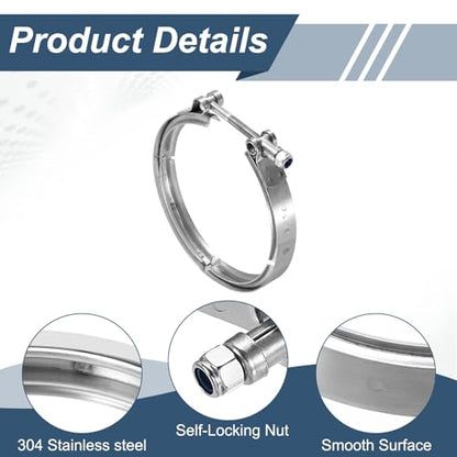 HARFINGTON 5.5" V Band Clamp Fits 140mm(5.51") V-Band Flange Clamp Only - size: 5.5 Inch