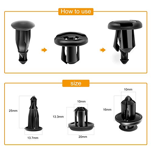 GOOACC GRC-18 100PCS 7mm 8mm 10mm Nylon Push Expansion Screws Replacement Kit,Bumper Fastener Rivet Clips GM 21030249 Ford N807389S - color: 100 Clips