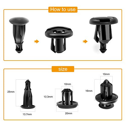 GOOACC GRC-18 100PCS 7mm 8mm 10mm Nylon Push Expansion Screws Replacement Kit,Bumper Fastener Rivet Clips GM 21030249 Ford N807389S - color: 100 Clips