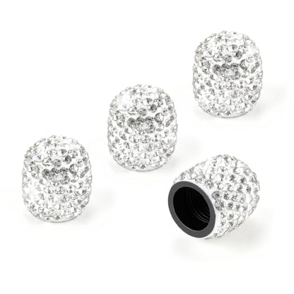 JUSTTOP 4 Pack Handmade Crystal Rhinestone Tire Valve Stem Caps, Wheel Tire Valve, Attractive Dustproof Bling Car Accessories, Universal for Cars, Trucks and Motorcycles-White - color: White