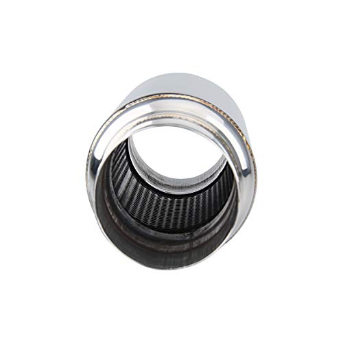 LCGP 3" Inlet Universal Resonator, 3" Outlet 12" Overall Length Stainless Steel Performance Muffler, Polished, Straight Through Design, Deep Tone - color: Silver, size: 3" Inlet 12" Overall Length