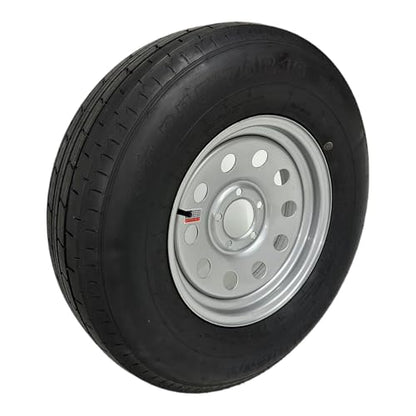 Trailquest ST225/75R15 Radial Trailer Tire on Rim, Silver, 5 Lug with 5x4.5" Bolt Pattern