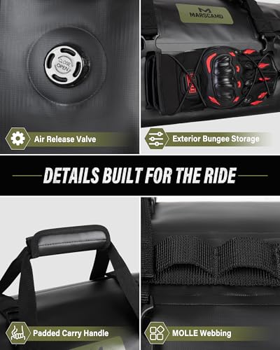Marscamd Waterproof Motorcycle Dry Bag, Tail Saddle Luggage Roll-Top Design
