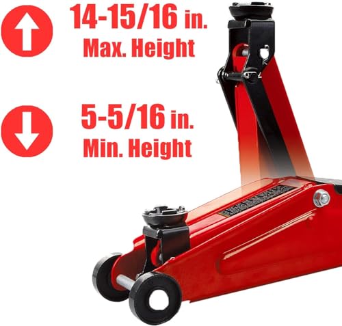 Big RED 2.5 Ton Low Profile Floor Jack, Portable Hydraulic Trolley Floor Service Jack with Blow Mold Carrying Storage Case, Red - size: 2.5 Ton (5,000 lb) with case, style: Steel
