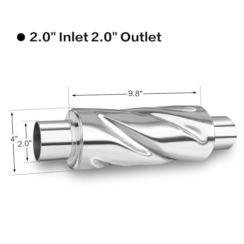 Peastorm Glasspack 2 Inch Muffler Exhaust Pipe, Universal Performance Resonator Dual Loud Exhaust Tip 2 Inch Inlet for Trucks Car - size: 2 inch