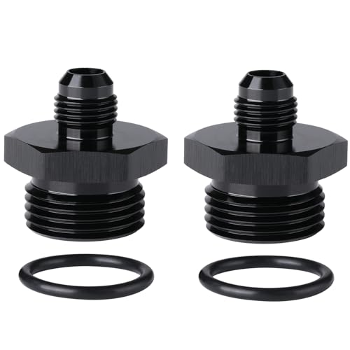 6AN Male Flare to 12AN ORB O-ring Boss Fuel Pump Rail Adapter Fitting Aluminum Black, Pack of 2 - color: Black - 2PCS, size: 6AN to 12AN ORB
