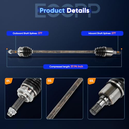 ECCPP CV Axle Shaft Assembly fit 2011-2016 for Hyundai Elantra - size: 182803