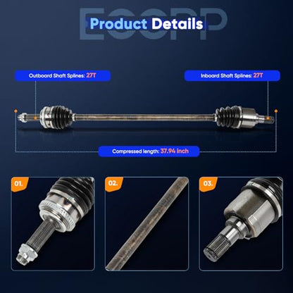 ECCPP CV Axle Shaft Assembly fit 2011-2016 for Hyundai Elantra - size: 182803