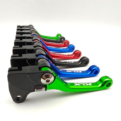 OEM Replacement Brake Clutch Levers for Kawasaki KLX110 (2002-2025) | KLX110L (2010-2025) CNC Aluminum Adjustable Handlebars | Motorcycle Control Lever Set with Easy Install (Glossy, Red) - color: Red, style: Glossy