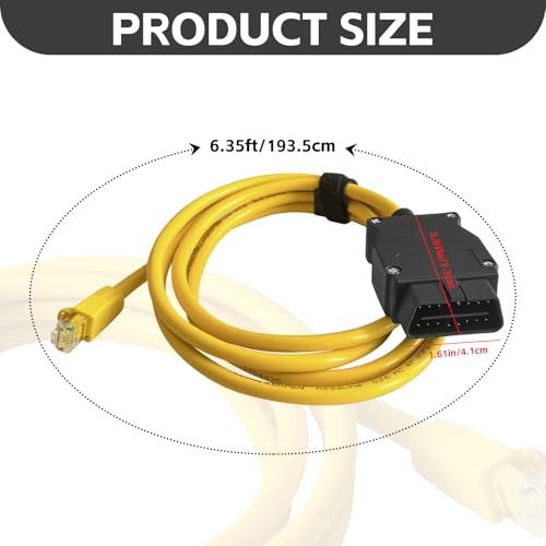 Connect Fit for OBD2 Cable Compatible with BM-WW F- Series Coding Ethernet ENET Rj45 OBD Interface Cable Coding E-SYS ISTA + ICOM Bootmod3 Bimmercode (6.6ft/2M) - size: OBD2 Rj45