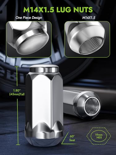 AUTOPTIM M14x1.5 Lug Nuts - 24Pcs Chrome Closed End Lug Nut, 3/4"(19mm) Hex - color: Chrome, size: M14x1.5, style: 24 Pcs