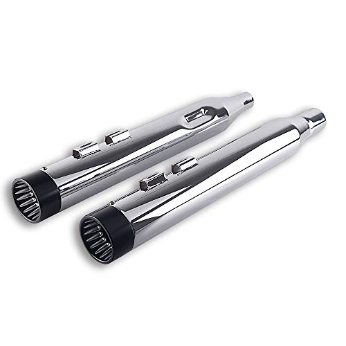 SHARKROAD Super Loud Version Chrome 4” Slip On Mufflers Exhaust Pipe for Harley 2017-UP Touring Road King, Steet Glide Baggers