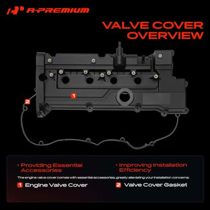 Premium Engine Valve Cover - Compatible with Hyundai Accent, Kia Rio Rios, L4 1.6L DOHC, Replacement # 2244126801