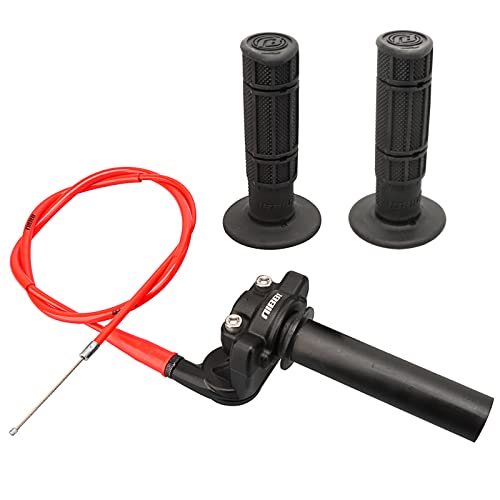 NIBBI Twists Throttle Grip,Dirt Bike Grips with Throttle Cable and Handlebar Grip for SSR125 Pit Bike, 22mm Motorcycle Throttle Assembly - color: Red