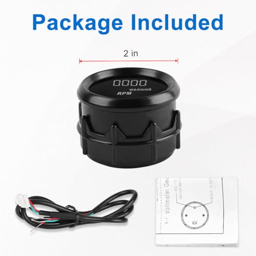 Car Tachometer Tacho Gauge 0-9999 RPM Gauge Meter Kit 2inch 52mm - size: Tachometer Tacho Gauge