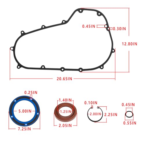 Primary Cover Gasket Seal Replacement Rebuild Parts Kit Oil Seals Fit for Harley Davidson Electra Glide, Road Glide, Road King, Street Glide, Ultra Limited Made 2007-2016