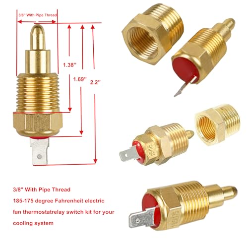 Dual Electric Fan Relay Kit Electric Radiator Fan Kit Temperature Sensor Switch 185 On 175 Off Automotive Wiring Kit 60 Amp Cooling Fan Relay Switch Kit 4 Pin Waterproof Relay Kit - style: Dual Electric Fan 185 On 175 Off