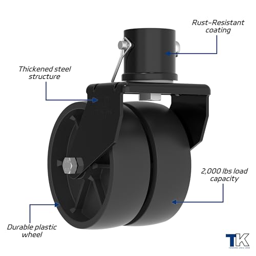 2000lbs Dual 6" Trailer Jack Swivel Caster, Wheel Replacement - color: Black