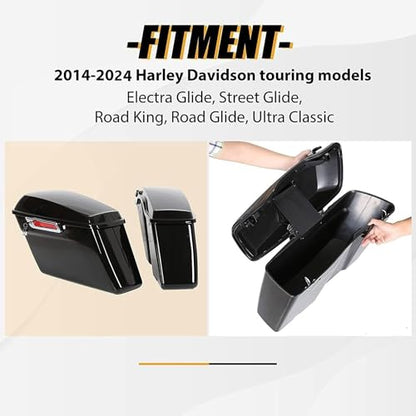 ECOTRIC Hard Saddlebags Trunk W/Latch keys Compatible with 2014-up Harley Touring Road King Electra Glide Street Glide Road Glide Ultra Classic Painted Hard Saddle bags