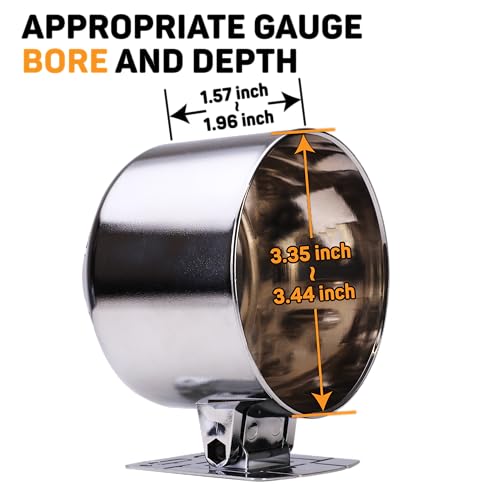 RACETECH 85mm Universal Single Gauge Mounting Cup & Stand – Chrome - color: Chrome, size: 85mm (3-3/8")