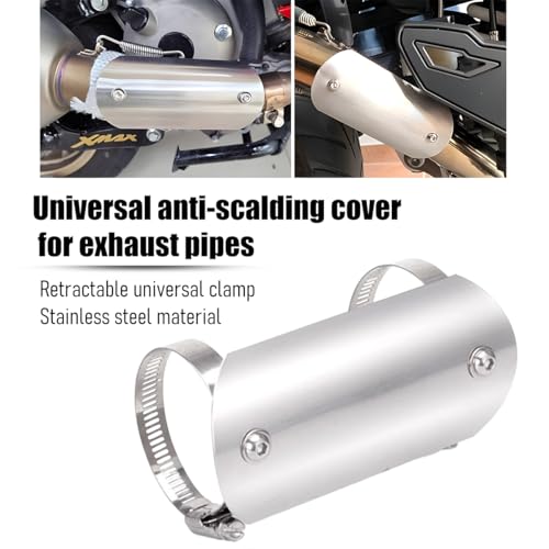 Stainless Motorcycle Exhaust Heat Shield with 2 Clamps, Titanium - color: Titanium