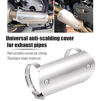 Stainless Motorcycle Exhaust Heat Shield with 2 Clamps, Titanium - color: Titanium