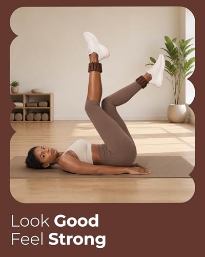 Pilates Wrist & Ankle Weights | Adjustable Weighted Bangles | 1/2/3LB Each - color: Cocoa, size: 1 LB