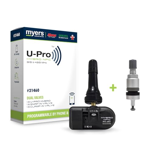 Myers Tire Supply Smartphone Programmable Tire Pressure Monitoring System - The TPMS Sensor Includes Dual Valves for Easy Installation by DIYers and Professionals (4 Pack)