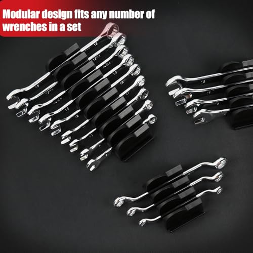 DEHOYI 48 PCS MAGNETIC Modular Wrench Organizer for Tool box, Metric & SAE - style: Magnetic(48 pcs Black)