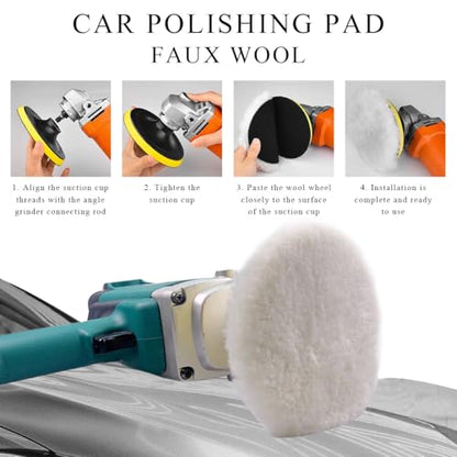 Yourkar 7 Inch Wool Polishing Buffing Pad, Polishing Buffing Wheel Hook and Loop Compound Cutting with M14 Drill Adapter, Wool Polishing Pads for Drill Buffer Attachment - size: 7 Inch