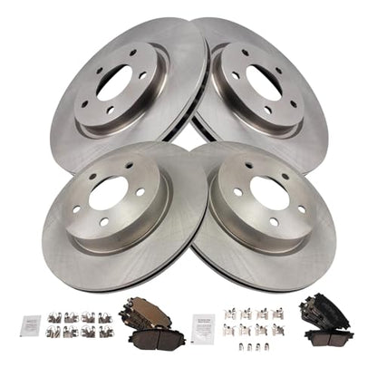 TRQ Front and Rear Brake Pad and Rotor Set Ceramic