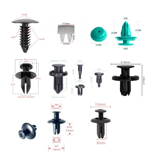 160PCS Car Clips & Plastic Rivets - 8 Popular Sizes, Fits Bumpers, Fenders & Most Car Models, Ideal for Body Fixing & Replacement with 1 Rivet Remover - style: Car Push Retainer Clips & Auto Fasteners