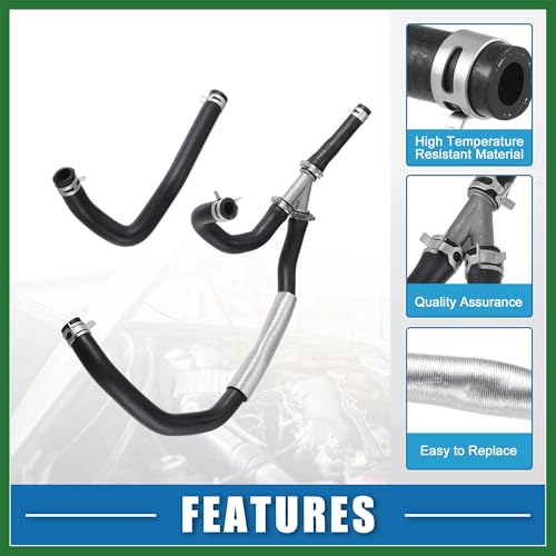 Motoforti Engine Heater Hose Assembly No.5058551AE HVAC Inlet and Outlet Heater Hose for Dodge Journey 2009-2010 Rubber Black Long-lasting