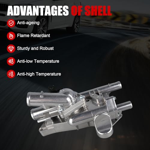 Aluminum Engine Coolant Thermostat Housing Assembly w/Sensor Compatible with Hyundai Sonata 2009-2010 & Kia Optima 2009-2010, Rondo 2009-2010, 2.4L, Replaces for 256002G600 86236 TA1089 - size: 256002G600
