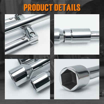 TONDA 4 Way Lug Wrench, Foldable Tire Iron, Lug Nut Wrench, 17/19/21/23mm - style: Foldable