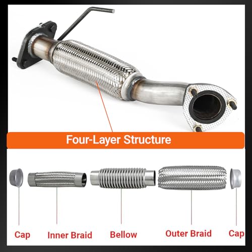 100% Stainless Steel Front Exhaust Flex Pipe 52455 - size: for 05-06 Tribute 2.3L 05-08 Escape 2.3L